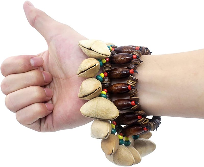GOGHOST Cacho Seed Rattle Bracelet Anklet, 2 PCS African Shaker Nut Shell Bracelet Natural Percussion Accessories Musical Instrument(Chacha) - Image 5